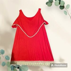 UMGEE Ladies Mini sleeveless Dress Orange lace w cape at top Size:XL Barely Worn